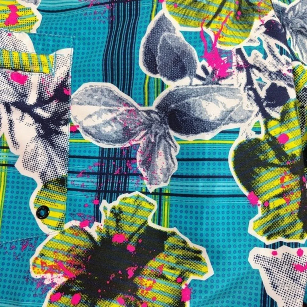 Joe Boxer Men Tropical Plaid Swim Trunks Shorts Blue L/G Aloha‎ Beach hawaiian